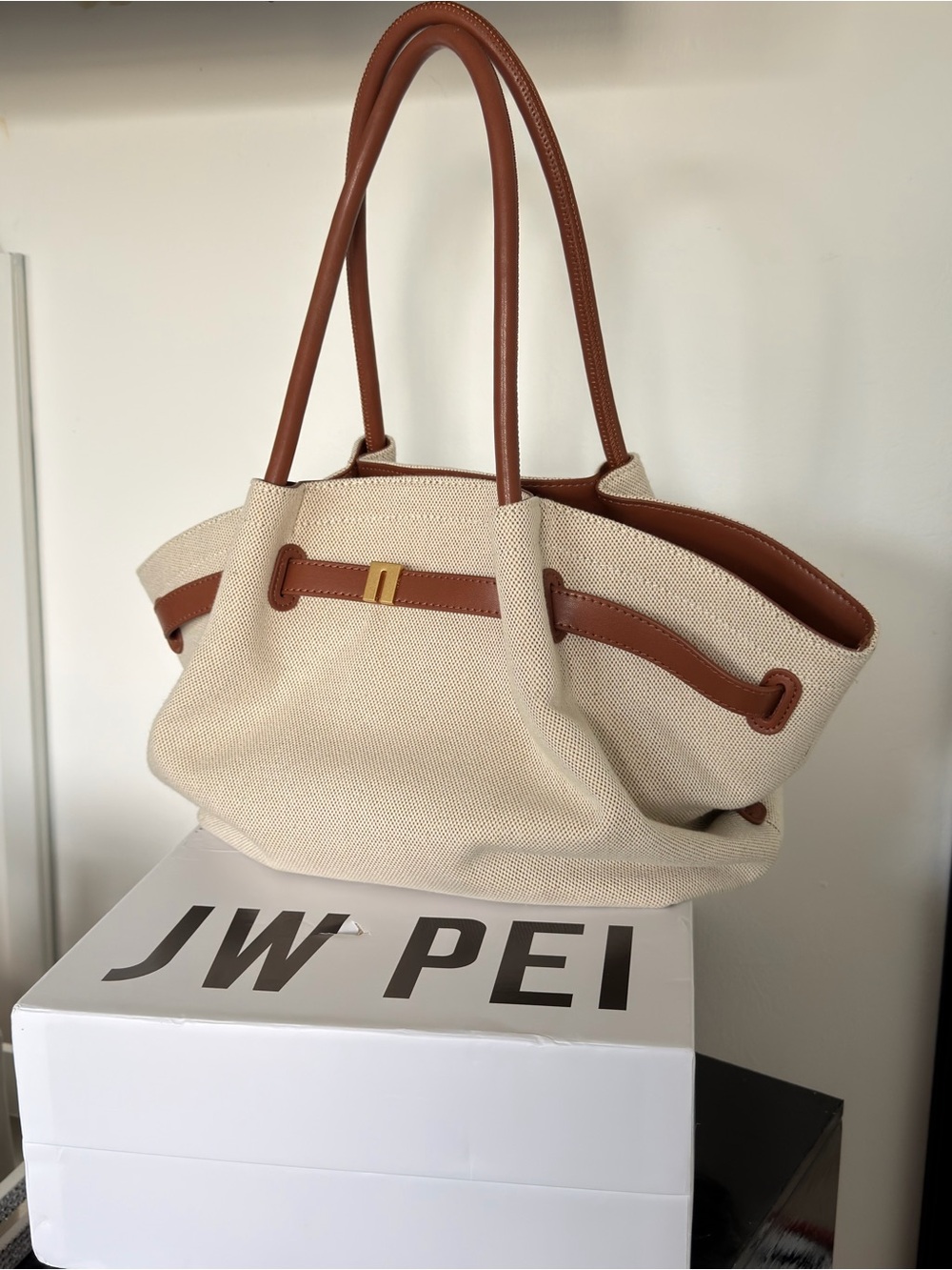 JW PEI Hana Medium Tote Bag in Brown Canvas